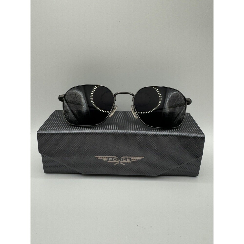 Police SPL970 Grey Rectangle Designer Sunglasses NEW Retail $300+